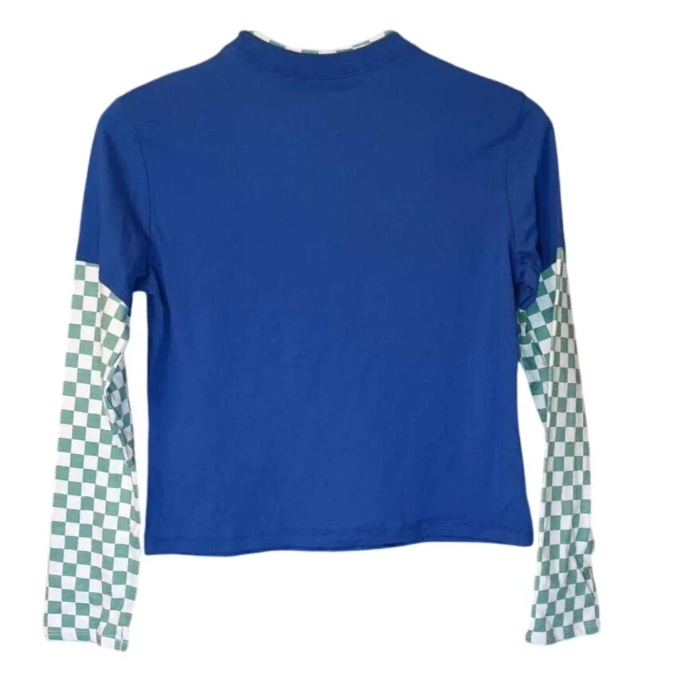 Nickelodeon Rugrats Reptar Long Sleeve T Shirt Blue Green Checker Kids‎ XS